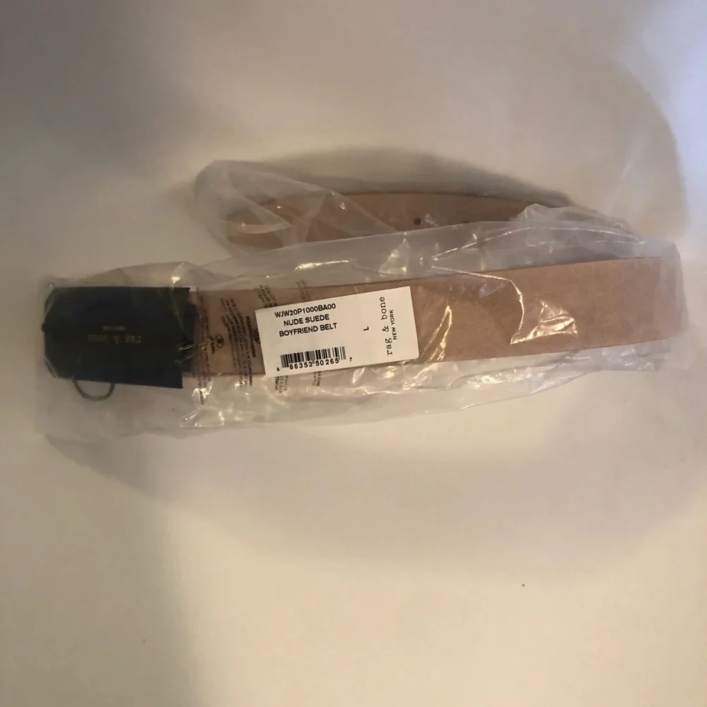 NWT $160 Rag & Bone Suede Boyfriend Belt, Nude, L